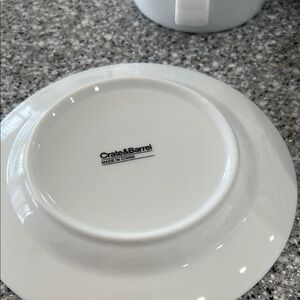 Crate&Barrel Glossy White Ceramic Saucer and bawl